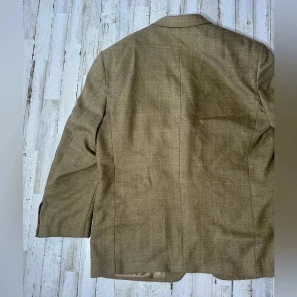 VINTAGE ANDREW FEZZA MEN'S 42S TAN BLAZER 3 BUTTON JACKET Checked - Picture 8 of 11